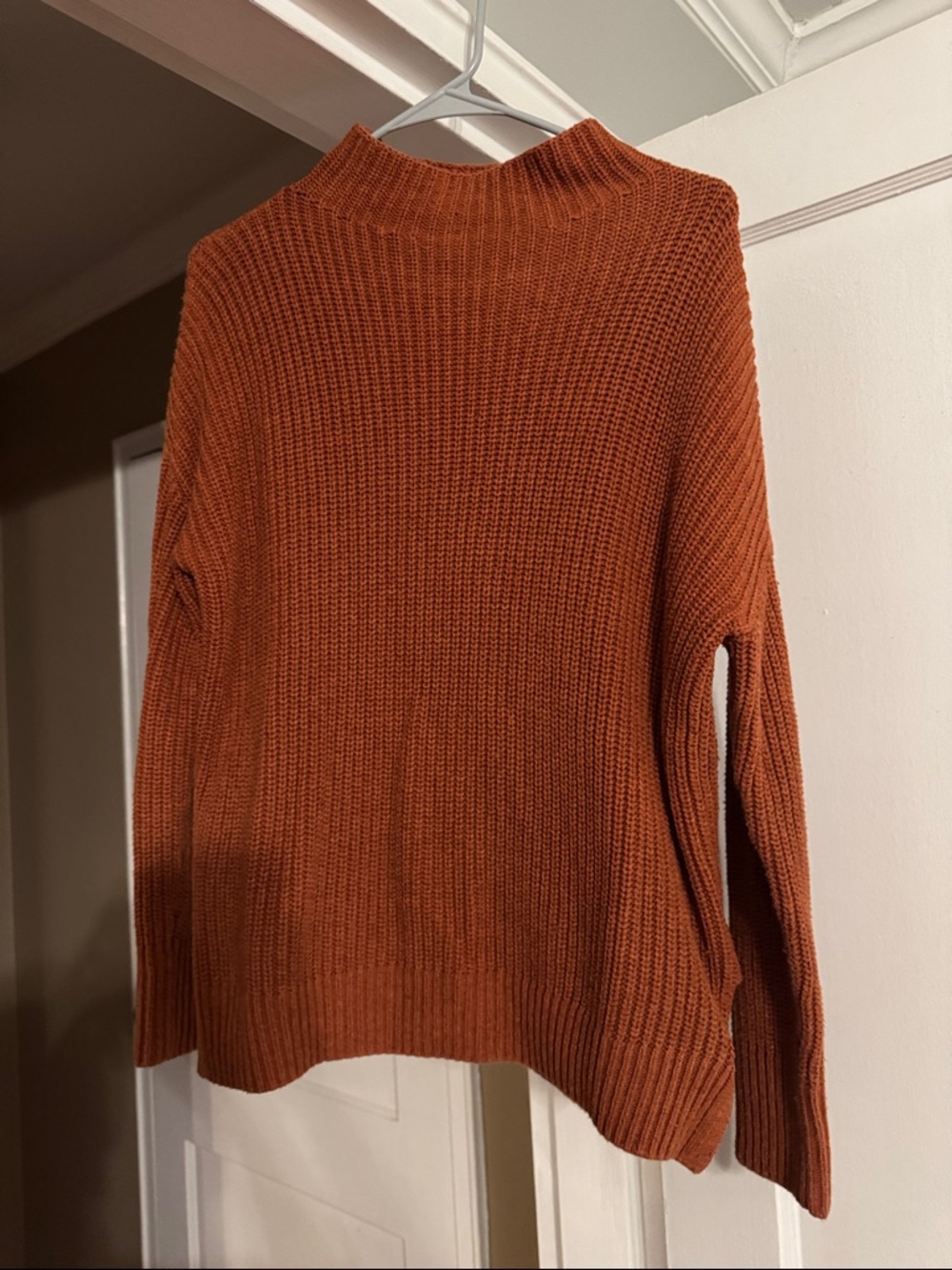 Max Studio Rust Mock-Neck Chunky Knit Sweater